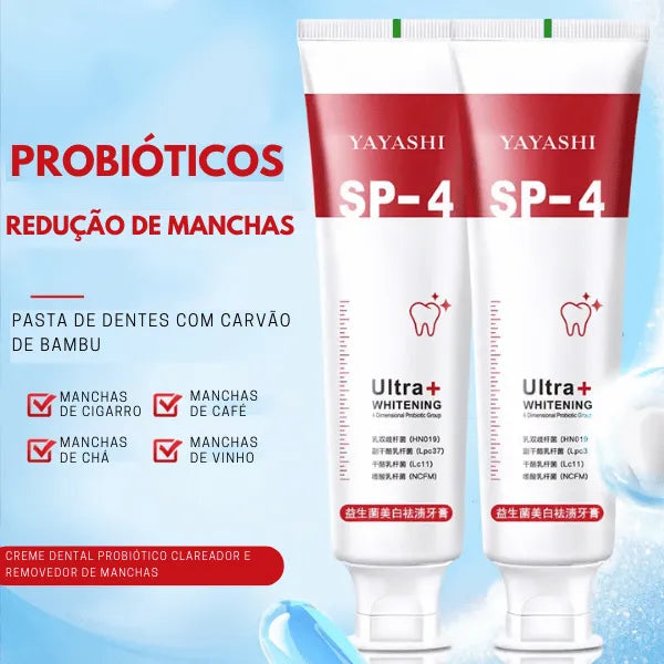 Creme Dental Clareador Probiótico - Clareamento Rápido (COMPRE 2 LEVE 3)