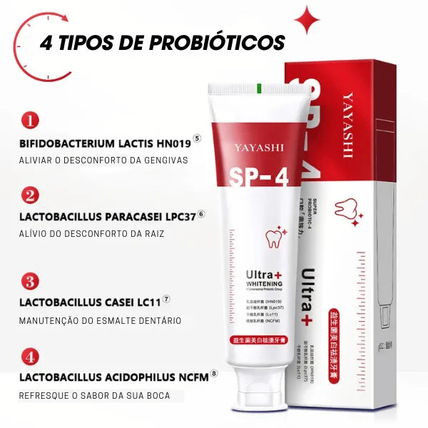 Creme Dental Clareador Probiótico - Clareamento Rápido (COMPRE 2 LEVE 3)