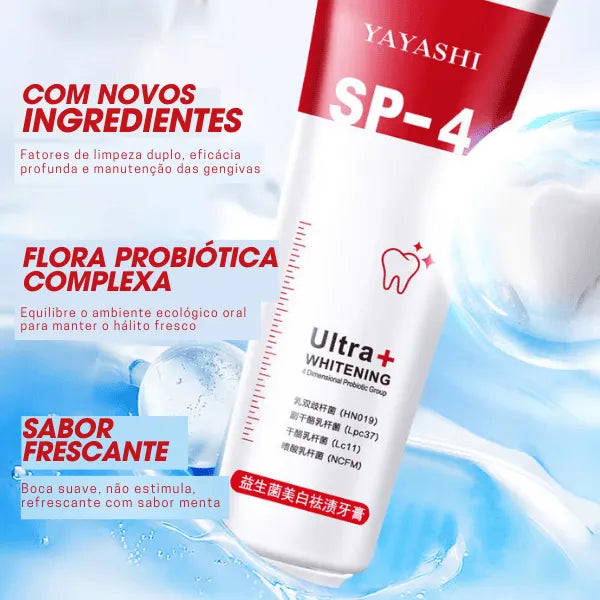 Creme Dental Clareador Probiótico - Clareamento Rápido (COMPRE 2 LEVE 3)